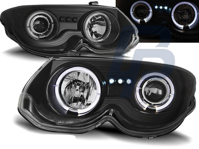 HEADLIGHTS CHRYSLER 300 M 99-04 ANGEL EYES BLACK - 2