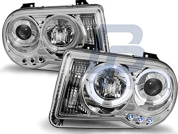 HEADLIGHTS CHRYSLER 300C 05-10 ANGEL EYES CHROME