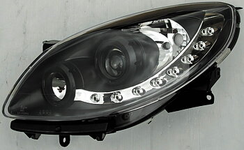 RENAULT TWINGO II 07+ R8 STYLE LED HEADLIGHTS BLACK V1