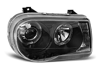 HEADLIGHTS CHRYSLER 300C 05-10 ANGEL EYES BLACK