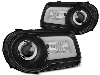 HEADLIGHTS CHRYSLER 300C 05-10 BLACK TUBE LIGHT