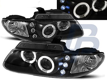 HEADLIGHTS CHRYSLER VOYAGER 96-02.01 ANGEL EYES BLACK
