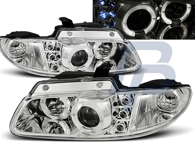 HEADLIGHTS CHRYSLER VOYAGER 96-02.01 ANGEL EYES CHROME - 2