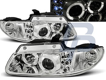 HEADLIGHTS CHRYSLER VOYAGER 96-02.01 ANGEL EYES CHROME