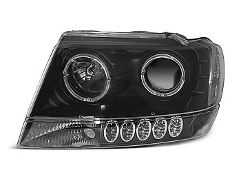HEADLIGHTS CHRYSLER JEEP GRAND CHEROKEE 99-05.05 ANGEL EYES BLACK
