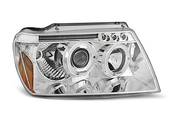 HEADLIGHTS CHRYSLER JEEP GRAND CHEROKEE 99-05.05 ANGEL EYES CHROME