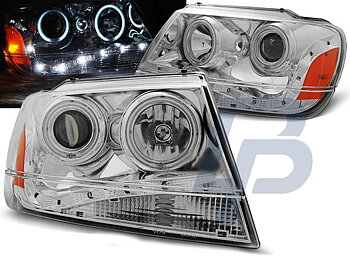 HEADLIGHTS CHRYSLER JEEP GRAND CHEROKEE 99-05.05 DAYLIGHT CHROME