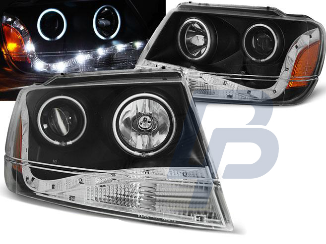 HEADLIGHTS CHRYSLER JEEP GRAND CHEROKEE 99-05.05 DAYLIGHT BLACK - 3