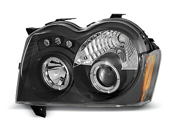 HEADLIGHTS CHRYSLER JEEP GRAND CHEROKEE 05-08 ANGEL EYES BLACK