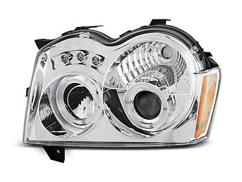 HEADLIGHTS CHRYSLER JEEP GRAND CHEROKEE 05-08 ANGEL EYES CHROME