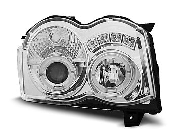 HEADLIGHTS CHRYSLER JEEP GRAND CHEROKEE 08-10 ANGEL EYES CHROME
