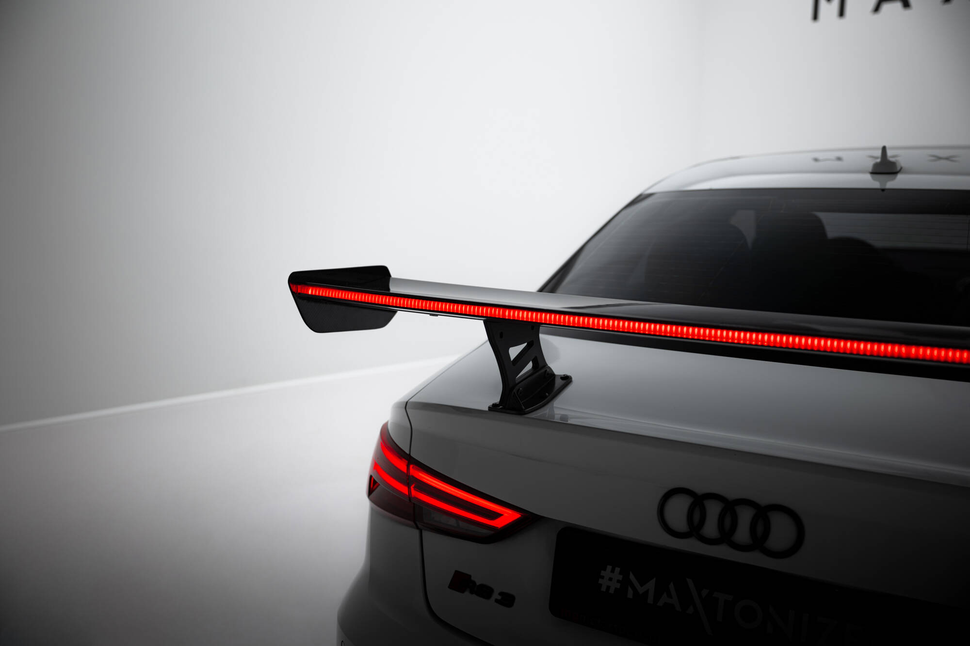 CARBON SPOILER WITH INTERNAL BRACKETS UPRIGHTS + LED SUITABLE FOR AUDI A3 / A3 S-LINE / S3 / RS3 SEDAN 8V / 8V FACELIFT – MAXTON DESIGN - 11