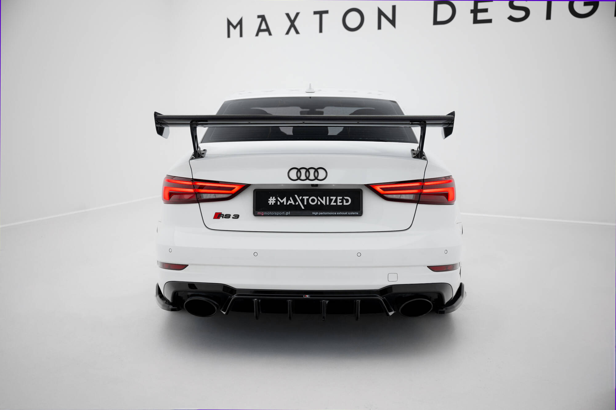CARBON SPOILER WITH EXTERNAL BRACKETS UPRIGHTS SUITABLE FOR AUDI A3 / A3 S-LINE / S3 / RS3 SEDAN 8V / 8V FACELIFT – MAXTON DESIGN - 2
