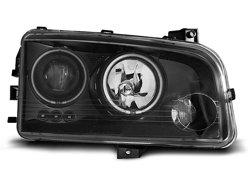 HEADLIGHTS DODGE CHARGER LX 06-10 ANGEL EYES CCFL BLACK