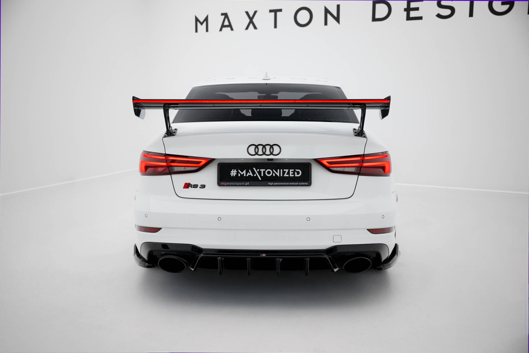 CARBON SPOILER WITH EXTERNAL BRACKETS UPRIGHTS + LED SUITABLE FOR AUDI A3 / A3 S-LINE / S3 / RS3 SEDAN 8V / 8V FACELIFT – MAXTON DESIGN - 5