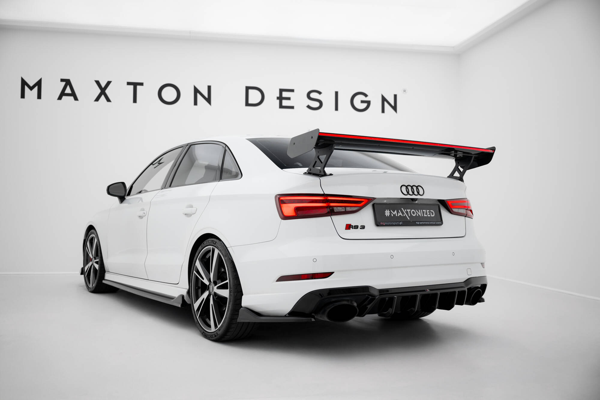 CARBON SPOILER WITH EXTERNAL BRACKETS UPRIGHTS + LED SUITABLE FOR AUDI A3 / A3 S-LINE / S3 / RS3 SEDAN 8V / 8V FACELIFT – MAXTON DESIGN - 10