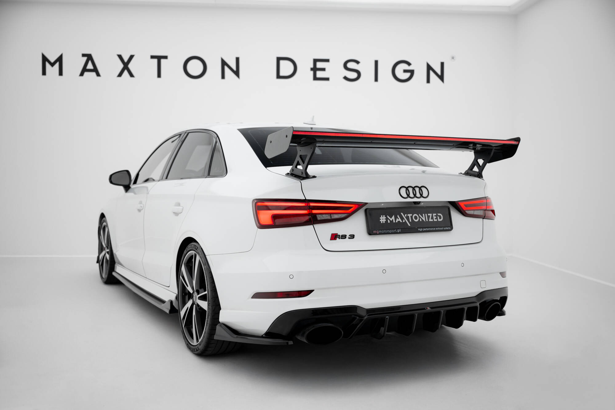 CARBON SPOILER WITH EXTERNAL BRACKETS UPRIGHTS + LED SUITABLE FOR AUDI A3 / A3 S-LINE / S3 / RS3 SEDAN 8V / 8V FACELIFT – MAXTON DESIGN - 7