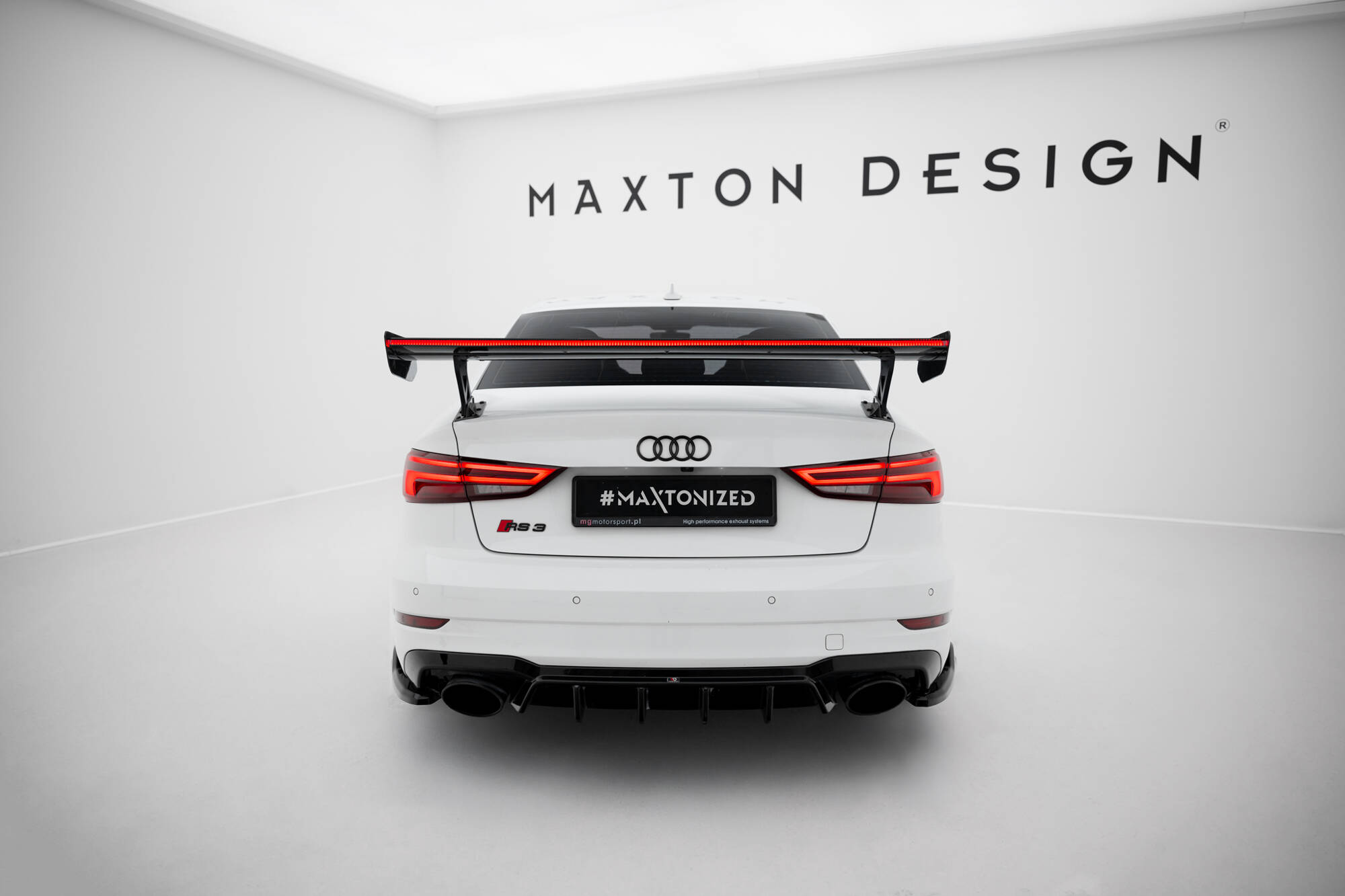 CARBON SPOILER WITH EXTERNAL BRACKETS UPRIGHTS + LED SUITABLE FOR AUDI A3 / A3 S-LINE / S3 / RS3 SEDAN 8V / 8V FACELIFT – MAXTON DESIGN - 12
