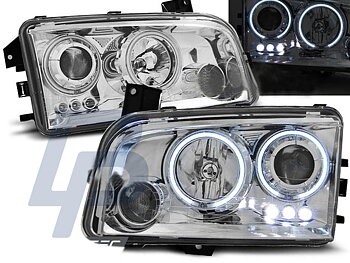 HEADLIGHTS DODGE CHARGER LX 06-10 ANGEL EYES CCFL CHROME