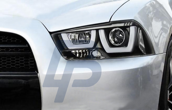 HEADLIGHTS DODGE CHARGER LX II 11-15 TUBE LIGHT BLACK - 5