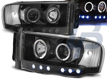 HEADLIGHTS DODGE RAM 02-06 ANGEL EYES BLACK