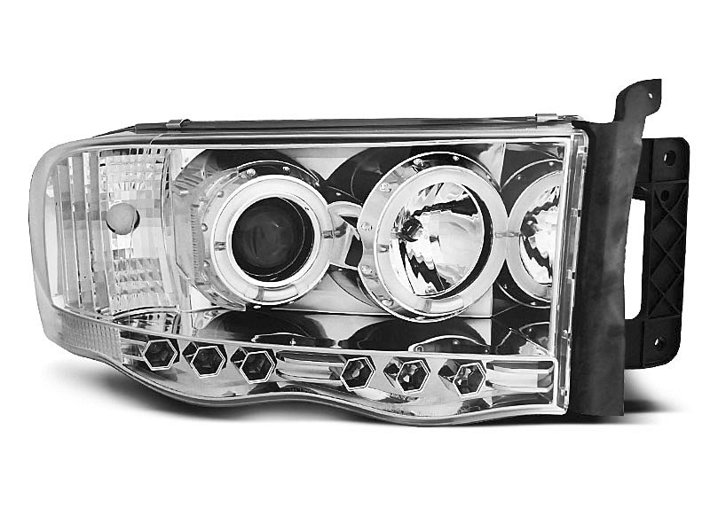 HEADLIGHTS DODGE RAM 02-06 ANGEL EYES CHROME
