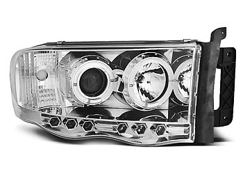 HEADLIGHTS DODGE RAM 02-06 ANGEL EYES CHROME