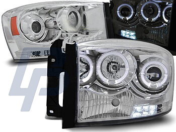 HEADLIGHTS DODGE RAM 06-08 ANGEL EYES CHROME