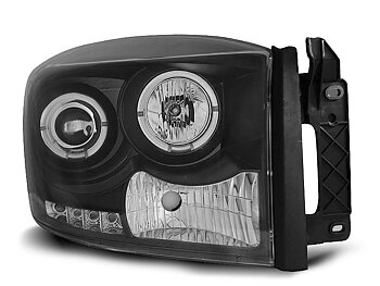 HEADLIGHTS DODGE RAM 06-08 ANGEL EYES BLACK
