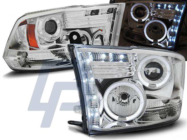 HEADLIGHTS DODGE RAM 09-11 ANGEL EYES CHROME - 2