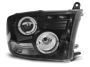 HEADLIGHTS DODGE RAM 09-11 ANGEL EYES BLACK