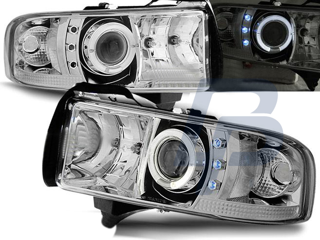 HEADLIGHTS DODGE RAM 94-01 ANGEL EYES CHROME - 2