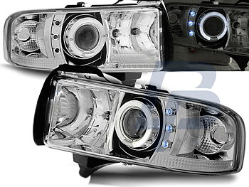 HEADLIGHTS DODGE RAM 94-01 ANGEL EYES CHROME