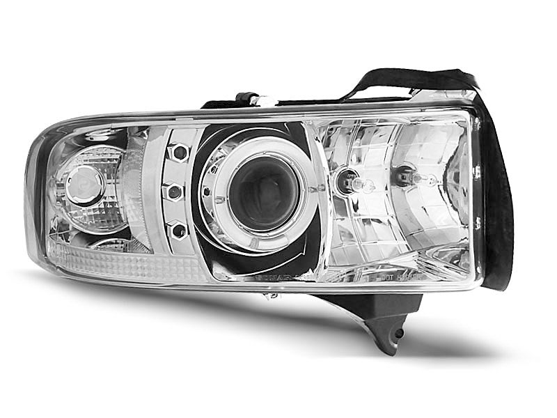 HEADLIGHTS DODGE RAM 94-01 ANGEL EYES CHROME