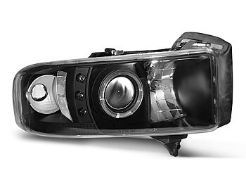 HEADLIGHTS DODGE RAM 94-01 ANGEL EYES BLACK