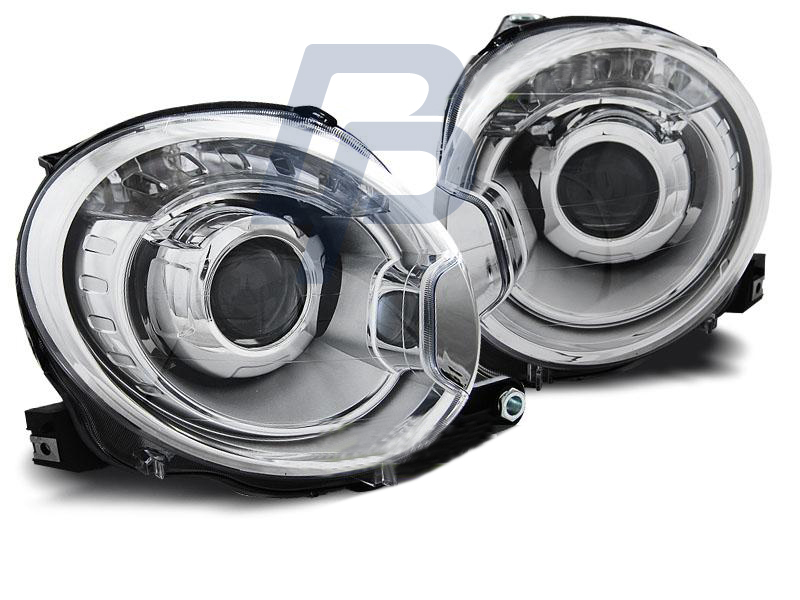 HEADLIGHTS FIAT 500 07- PROJEKTOR CHROME - 3