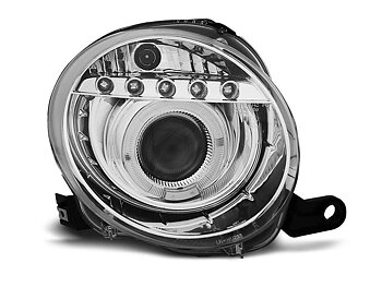 HEADLIGHTS FIAT 500 07- PROJEKTOR CHROME LED