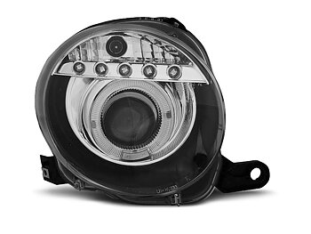 HEADLIGHTS FIAT 500 07- PROJEKTOR BLACK LED