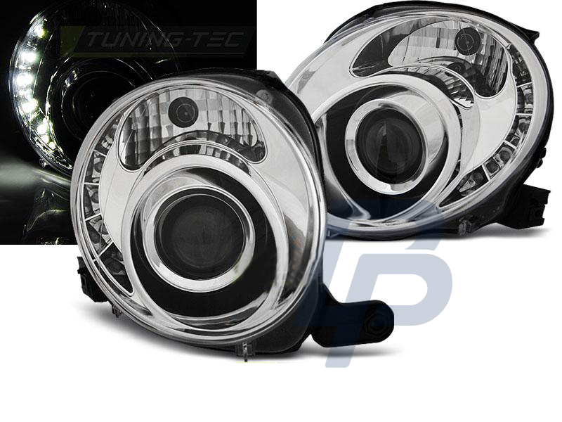 HEADLIGHTS FIAT 500 07-  CHROME LED - 3