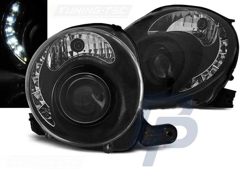HEADLIGHTS FIAT 500 07-  BLACK LED - 3