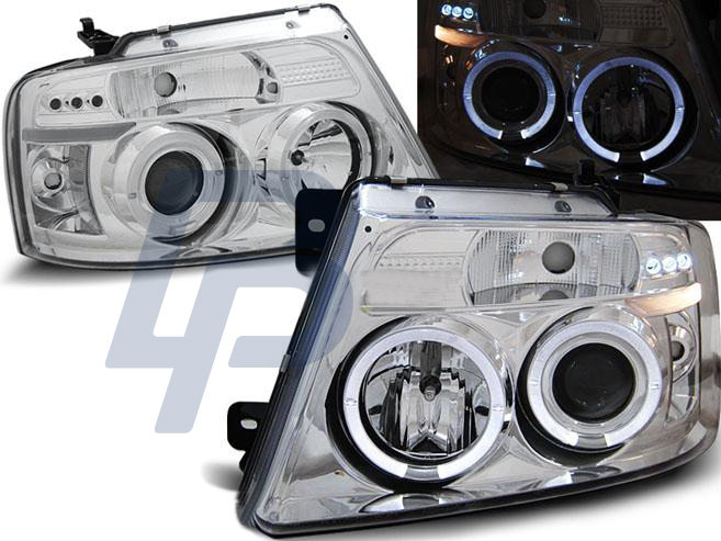 HEADLIGHTS FORD F150 MK11 04-08 ANGEL EYES CHROME - 2