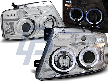HEADLIGHTS FORD F150 MK11 04-08 ANGEL EYES CHROME