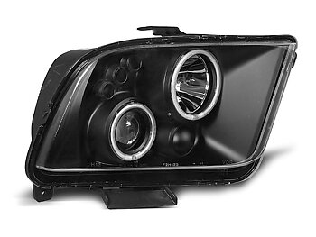 HEADLIGHTS FORD MUSTANG 04-09 ANGEL EYES BLACK