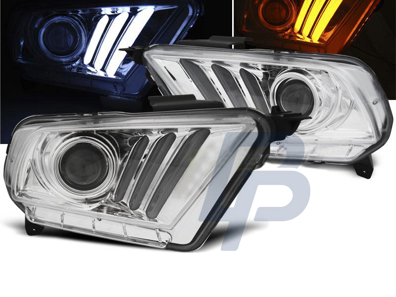 HEADLIGHTS FORD MUSTANG V 10-13 TUBE LIGHT CHROME - 6