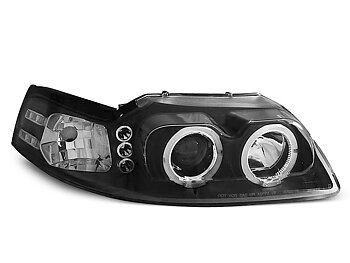 HEADLIGHTS FORD MUSTANG 98-04 ANGEL EYES BLACK