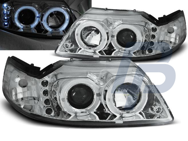HEADLIGHTS FORD MUSTANG 98-04 ANGEL EYES CHROME - 2