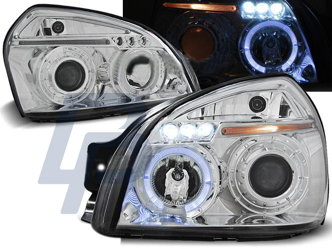 HEADLIGHTS HYUNDAI TUCSON 07.04-10 ANGEL EYES CHROME - 2