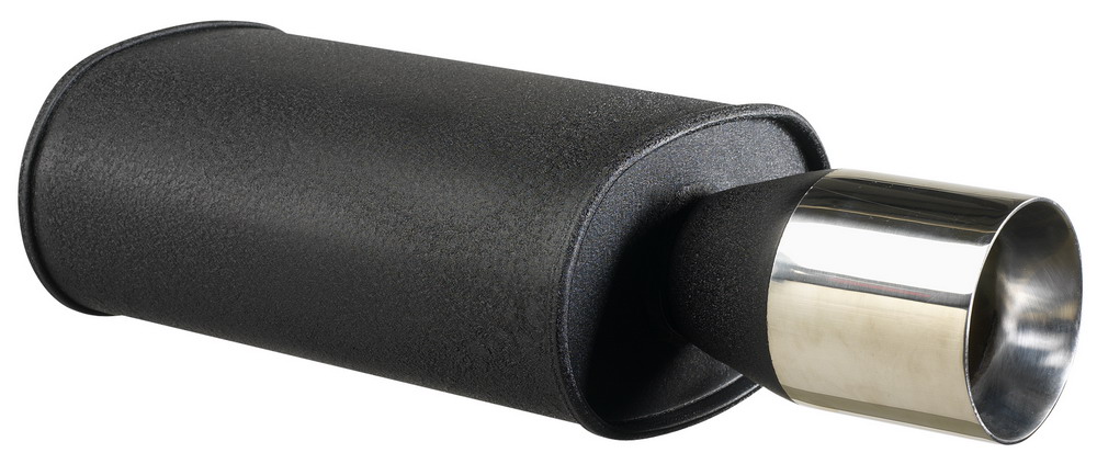 UNIVERSAL BLACK REAR MUFFLER 102MM ROUND [TX]