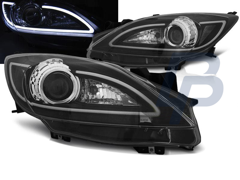HEADLIGHTS MAZDA 3 09-10.13 TUBE LIGHT BLACK - 4