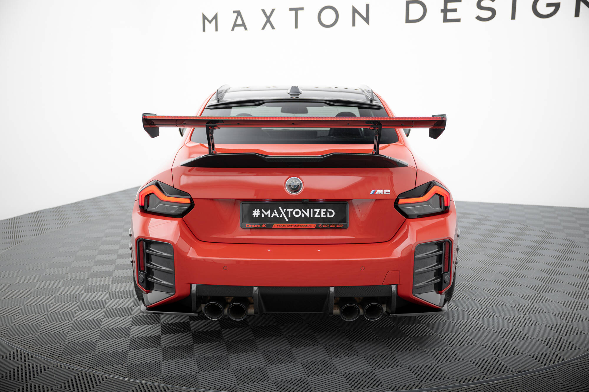 CARBON SPOILER WITH INTERNAL BRACKETS UPRIGHTS + LED SUITABLE FOR BMW M2 G87 – MAXTON DESIGN - 4